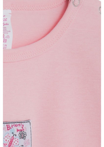 Kız Bebek Çıtçıtlı Zıbın Body Kelebek Baskılı 9 Ay-3 Yaş, Pembe modelleri