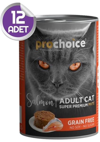 Prochoice Somonlu Tahılsız Pate Yetişkin Kedi Konservesi 400 gr X12