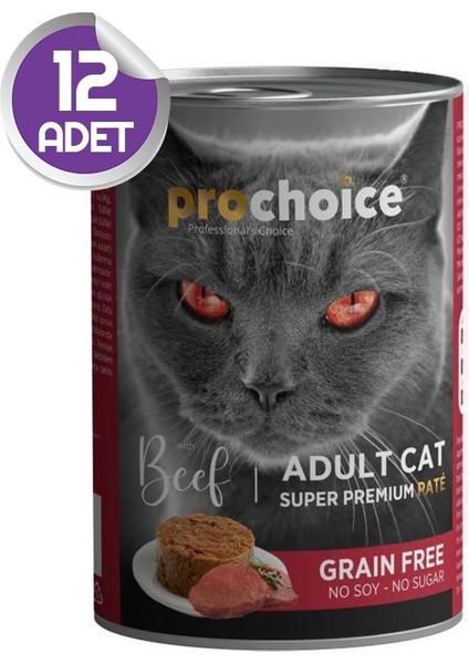 Prochoice Sığır Etli Tahılsız Pate Yetişkin Kedi Konservesi 400 gr X12