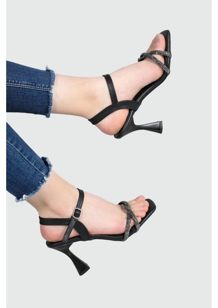 Kadın Taşlı Dress Siyah Topuklu Ayakkabı Stiletto