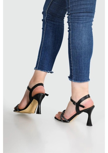 Kadın Taşlı Dress Siyah Topuklu Ayakkabı Stiletto