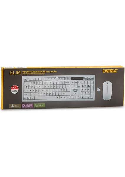 KM-6121 Beyaz Kablosuz Q Slim Klavye + Mouse Set