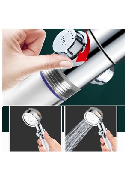 Buffer® Turbo Pervaneli ve Filtreli Su Tasarruflu 360 Derece Dönebilen Tazyikli Duş Başlığı indirimleri