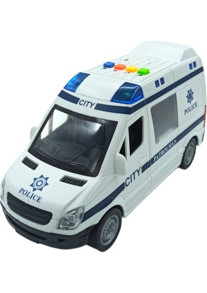 PopŞeker Polis Minibüsü Sesli Işıklı Kapıları Açılan 21CM. Sürtmeli Oyuncak Polis Minibüsü fiyatları