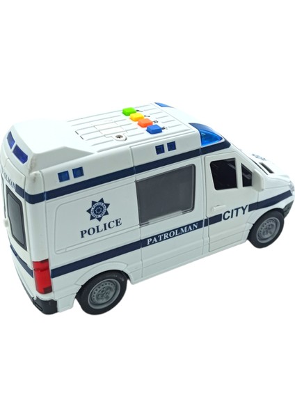 PopŞeker Polis Minibüsü Sesli Işıklı Kapıları Açılan 21CM. Sürtmeli Oyuncak Polis Minibüsü indirimleri