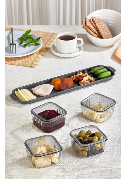 Uzun 4 Bölmeli, Kapaklı, Tepsili Lüks Kahvaltılık, Modern Sunum Seti ve Saklama Kabı fiyatları