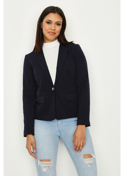 Kadın Tek Düğme Kapamalı Blazer Ceket