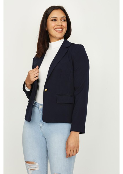 Kadın Tek Düğme Kapamalı Blazer Ceket