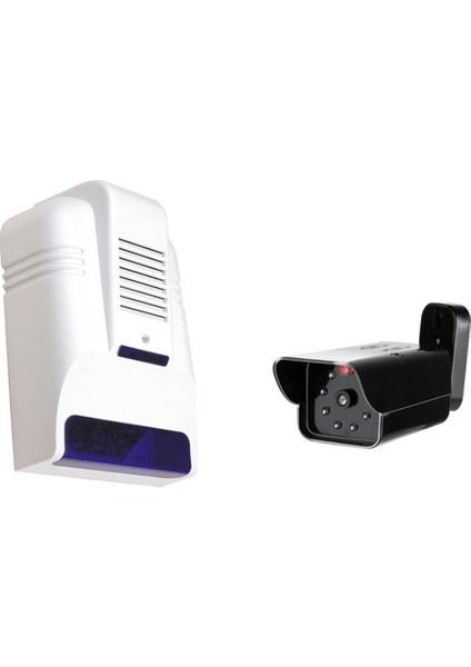 LR-OS30D Caydırıcı Alarm Sireni + D12IR Ir Görünümlü Dış Ortam Maket Caydırıcı Dummy Kamera