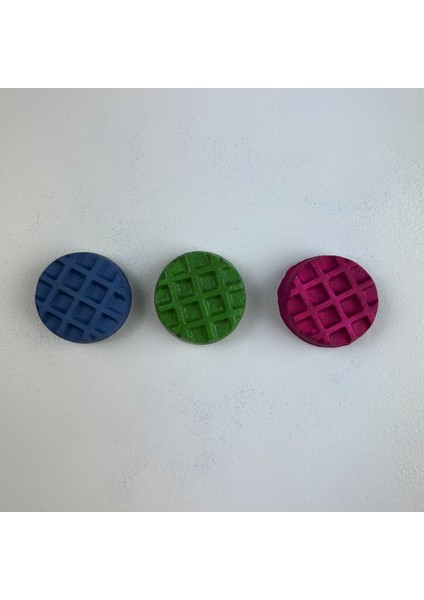 Oasis Decoration El Yapımı Beton Buzdolabı Magneti - Waffle 3'lü Set (Gri Mavi,yeşil, Fuşya)