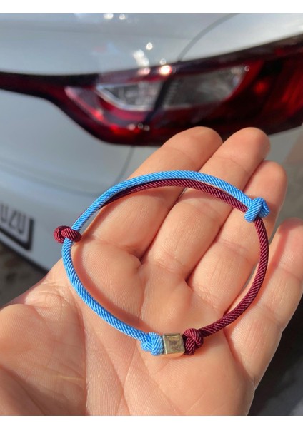 Unisex Trend Bordo Mavi İpli Küp Bileklik 14 Ayar fiyatları