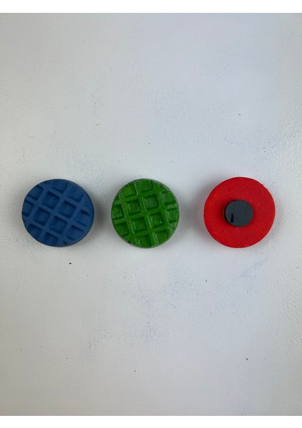 Oasis Decoration El Yapımı Beton Buzdolabı Magneti - Waffle 3'lü Set (Gri Mavi,yeşil, Mercan)