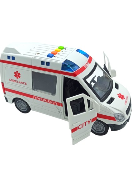 PopŞeker Ambulans Sesli Işıklı Kapıları Açılan 21CM. Sürtmeli Oyuncak Ambulans modelleri