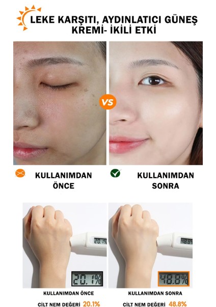 Korean Çil ve Leke Karşıtı Aydınlatıcı Vitamin Laser Spf 50+ Pa+++ Yüksek Koruyuculu Güneş Kremi