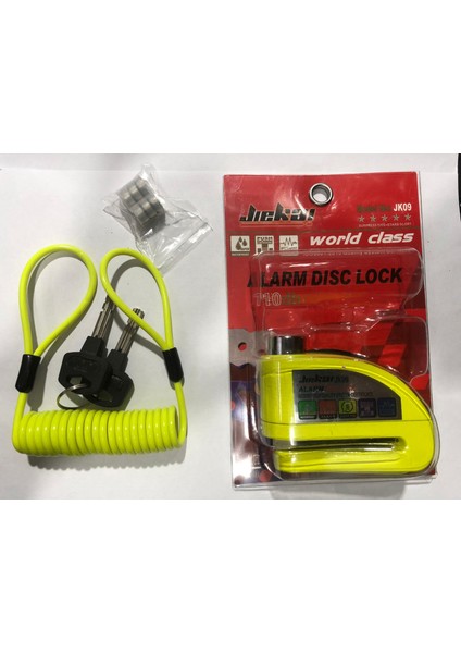 Alarmlı Motosiklet Disk Kilidi Hatırlatma Aparatlı Yedek Pilli Yedek Anahtarlı Sarı