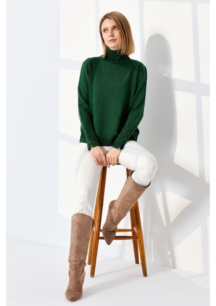 Kadın Tam Balıkçı Yaka Kol Ucu Yırtmaçlı Kazak Ö.başı fiyatları