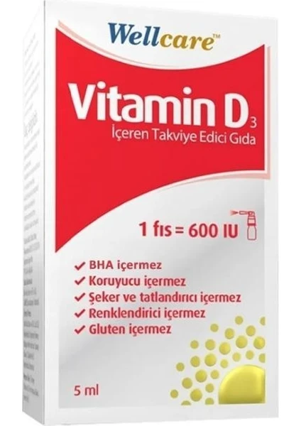 Vitamin D3 İçeren Takviye Edici Gıda 600UI 5 ml