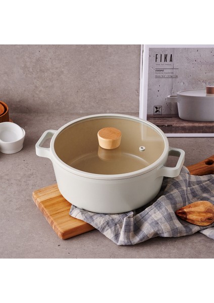 Fika Alüminyum Döküm Cam Kapaklı 12 Parça Tencere & Tava Seti 18S22K22D24K26D24T26W