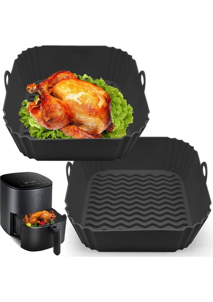 2'li Set Airfryer Pişirme Seti Silikon Kabı ve Cam Sprey Şişe Yağlık Airfrey Silikon Airfray fiyatları