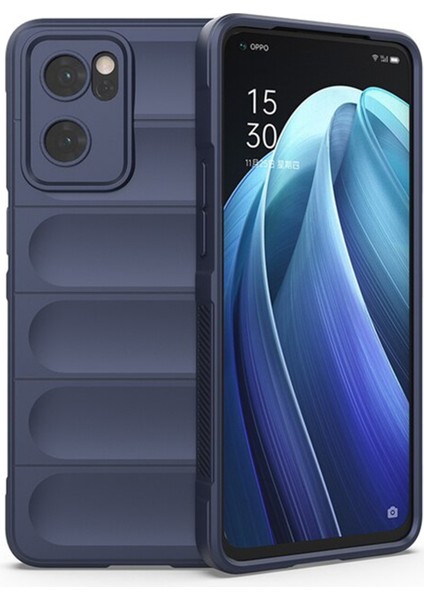 Oppo Reno 7 Miami Serisi Darbeye Dayanıklı Silikon Kılıf - Lacivert