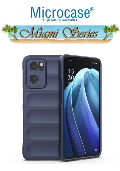 Oppo Reno 7 Miami Serisi Darbeye Dayanıklı Silikon Kılıf - Lacivert