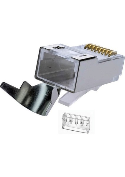Cat7 Metal Konnektör RJ45 Cat7 Jack + Kablo Ayraç (50LIK Paket) fiyatları