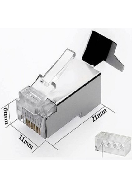 Cat7 Metal Konnektör RJ45 Cat7 Jack + Kablo Ayraç (50LIK Paket) fırsatları
