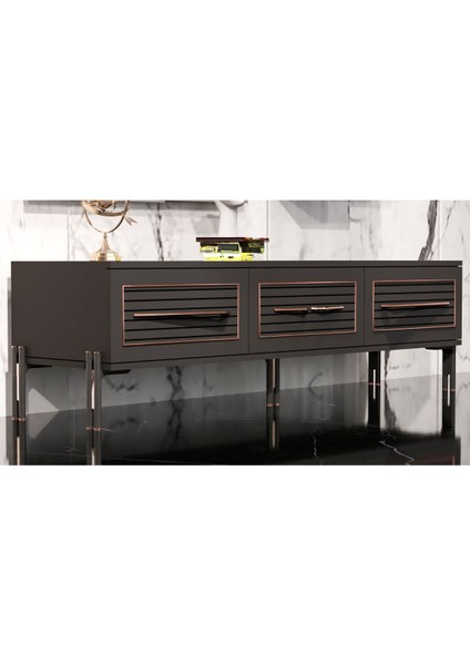 Tocco-Platin Modern Kitaplıklı Tv Ünitesi