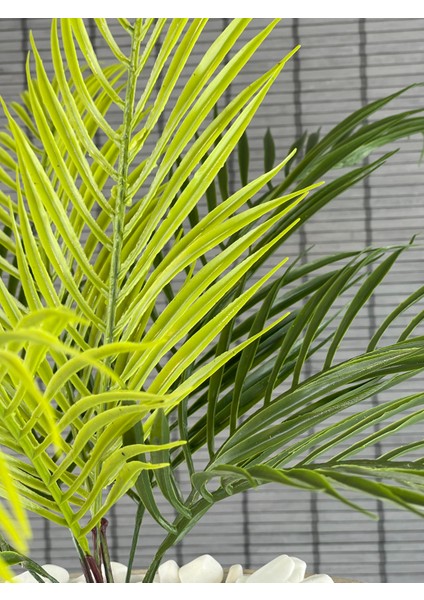 Yapay Çiçek Palmiye Ahşap Elips Saksılı Areka Yapay Bitki Salon Çiçeği 9 Dallı 65CM indirimleri