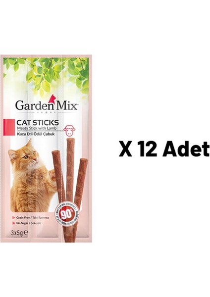 Gardenmix Kuzu Etli Kedi Stick Ödül 3x5g 12'li