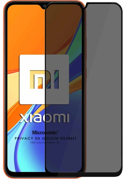 Xiaomi Redmi 10A Privacy 5d Gizlilik Filtreli Cam Ekran Koruyucu Siyah