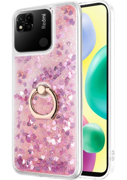Xiaomi Redmi 10A Kılıf Glitter Liquid Holder Pembe