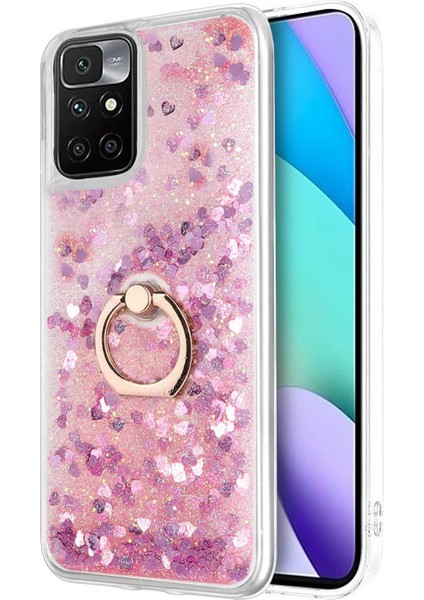 Xiaomi Redmi 10 Kılıf Glitter Liquid Holder Pembe