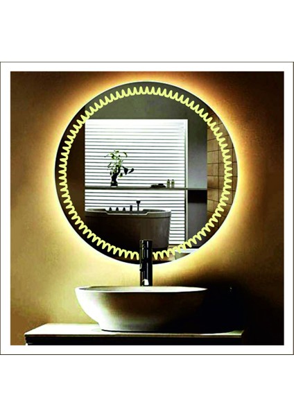 90 cm Günışığı Ledli Tasarım Kumlamalı Banyo Aynası Makyaj Aynası Işıklı Ayna modelleri