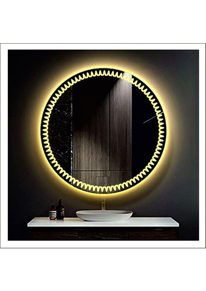 90 cm Beyaz Ledli Tasarım Kumlamalı Banyo Aynası Makyaj Aynası Işıklı Ayna indirimleri