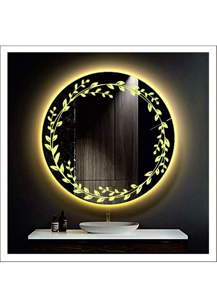 70 cm Günışığı Ledli Tasarım Kumlamalı Banyo Aynası Makyaj Aynası Işıklı Ayna