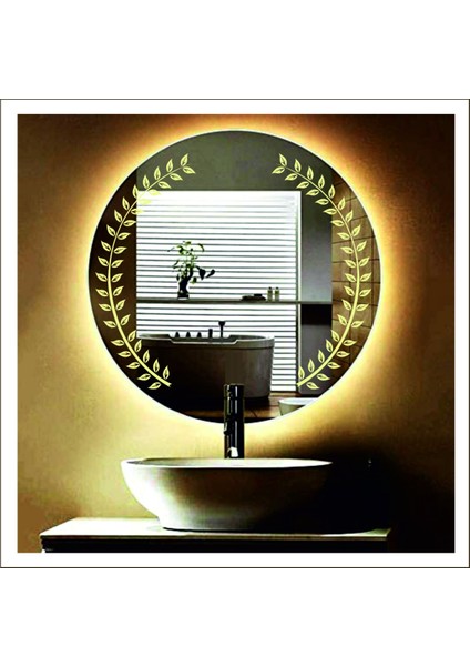 90 cm Beyaz Ledli Tasarım Kumlamalı Banyo Aynası Makyaj Aynası Işıklı Ayna indirimleri