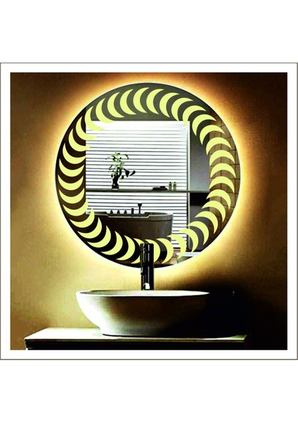 90 cm Günışığı Ledli Tasarım Kumlamalı Banyo Aynası Makyaj Aynası Işıklı Ayna fiyatları