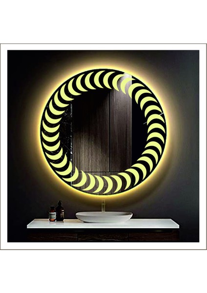 90 cm Günışığı Ledli Tasarım Kumlamalı Banyo Aynası Makyaj Aynası Işıklı Ayna modelleri