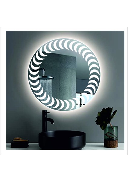 90 cm Günışığı Ledli Tasarım Kumlamalı Banyo Aynası Makyaj Aynası Işıklı Ayna indirimleri