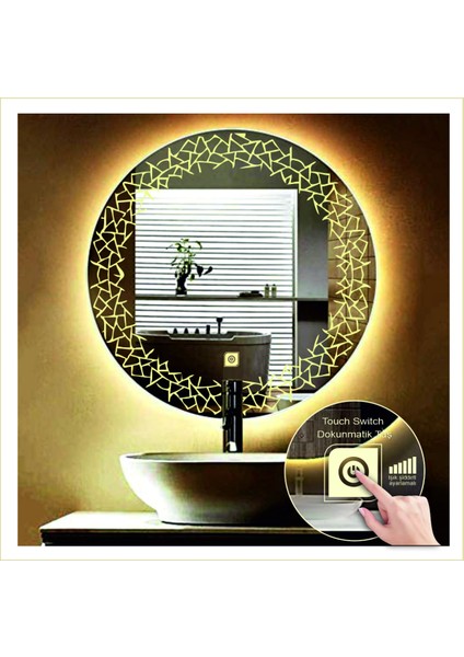 80 cm Günışığı Ledli Tasarım Kumlamalı Dokunmatik Tuşlu Banyo Aynası Makyaj Aynası Işıklı Ayna fiyatları