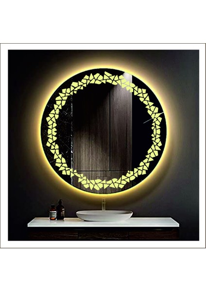 80 cm Günışığı Ledli Tasarım Kumlamalı Banyo Aynası Makyaj Aynası Işıklı Ayna modelleri
