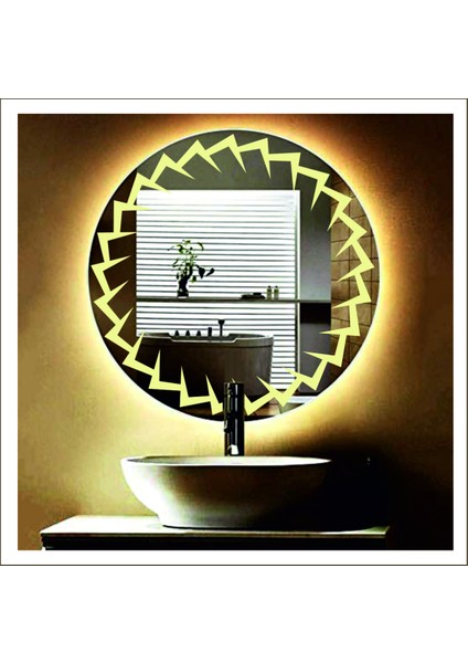 50 cm Günışığı Ledli Tasarım Kumlamalı Banyo Aynası Makyaj Aynası Işıklı Ayna modelleri