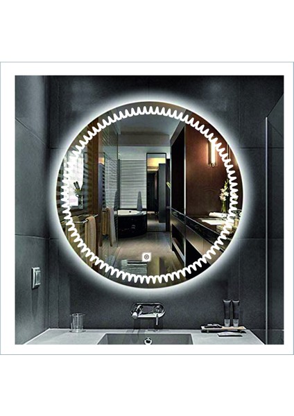 60 cm Günışığı Ledli Tasarım Kumlamalı Dokunmatik Tuşlu Banyo Aynası Makyaj Aynası Işıklı Ayna indirimleri