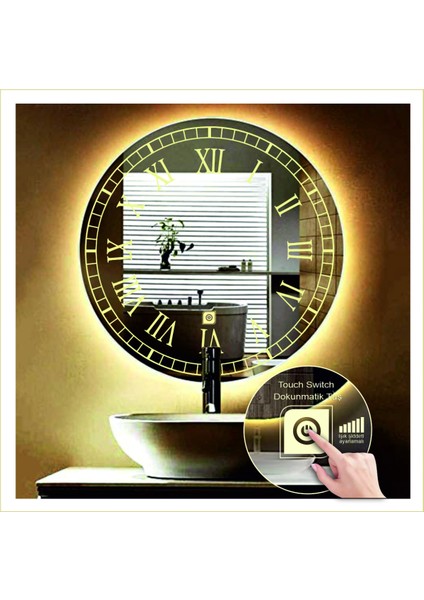 90 cm Beyaz Ledli Tasarım Kumlamalı Dokunmatik Tuşlu Banyo Aynası Makyaj Aynası Işıklı Ayna fırsatları