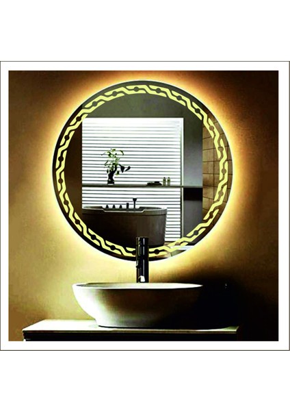 80 cm Beyaz Ledli Tasarım Kumlamalı Banyo Aynası Makyaj Aynası Işıklı Ayna indirimleri