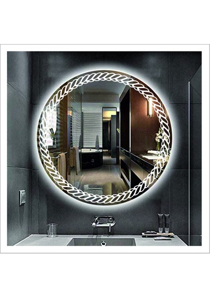 90 cm Günışığı Ledli Tasarım Kumlamalı Banyo Aynası Makyaj Aynası Işıklı Ayna fırsatları