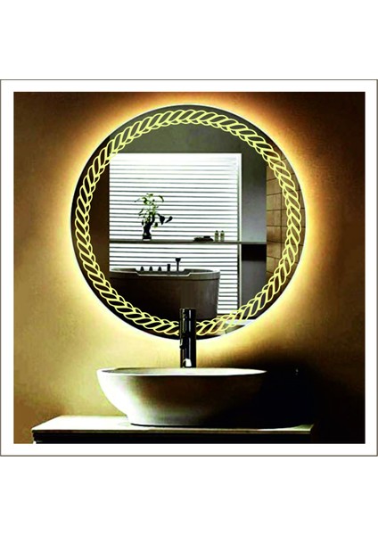 80 cm Beyaz Ledli Tasarım Kumlamalı Banyo Aynası Makyaj Aynası Işıklı Ayna indirimleri