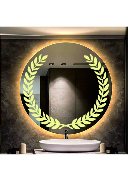 70 cm Beyaz Ledli Tasarım Kumlamalı Banyo Aynası Makyaj Aynası Işıklı Ayna fırsatları