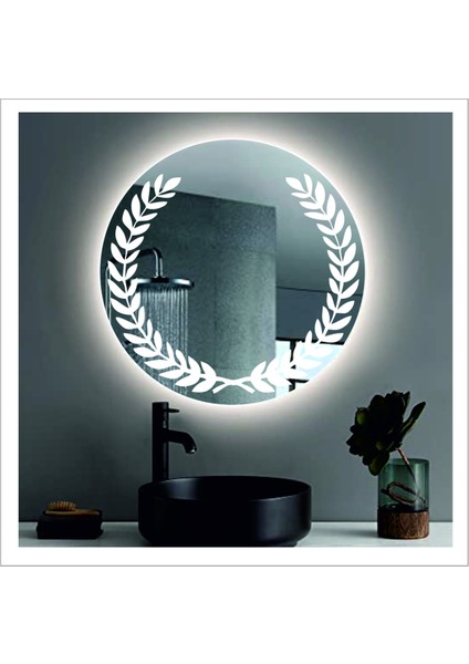 80 cm Günışığı Ledli Tasarım Kumlamalı Banyo Aynası Makyaj Aynası Işıklı Ayna fırsatları
